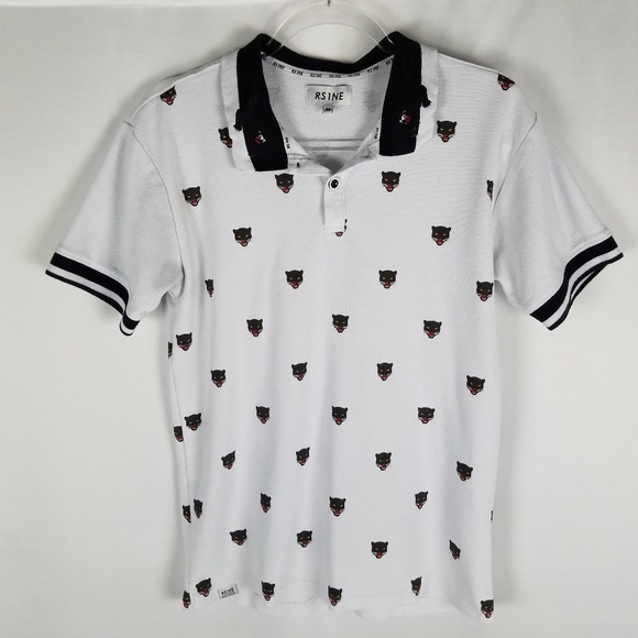 RS1NE Other - RS1NE white polo black panther head shirt size Med